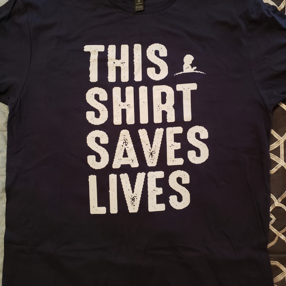 "This Shirt Saves Lives" Navy Blue Graphic Tee Large